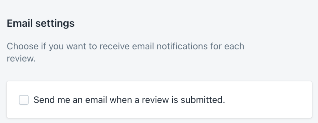 ShopifyアプリProduct Reviewsのアプリ設定メール通知の設定