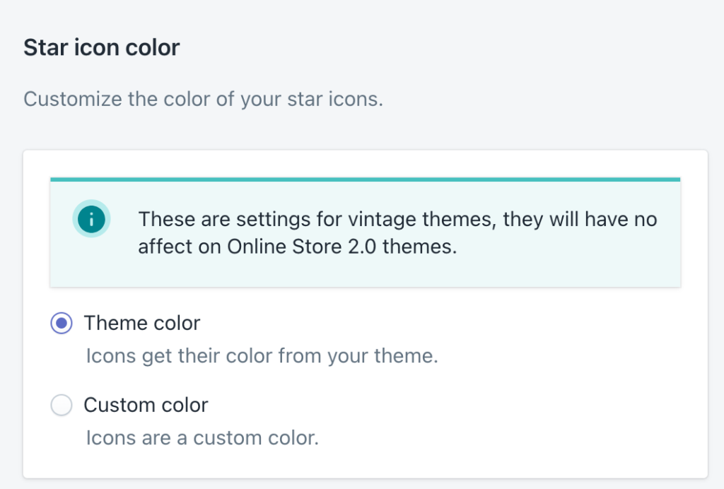 ShopifyアプリProduct Reviewsのアプリ設定評価の星色の設定