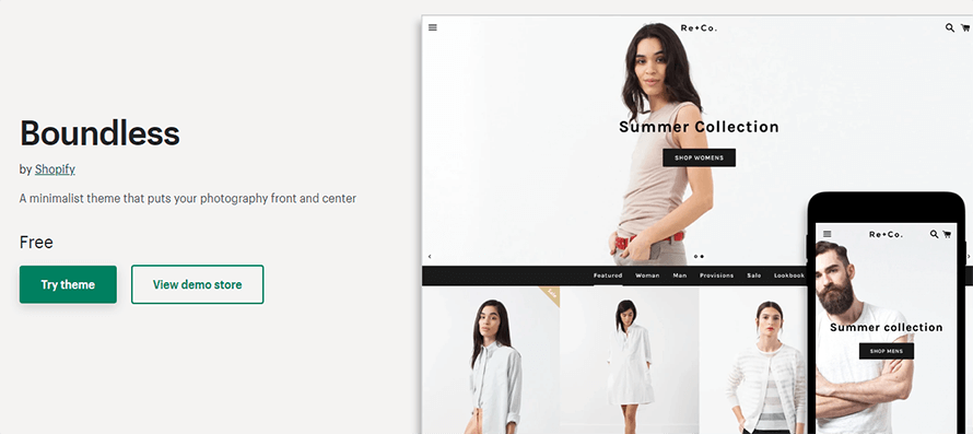 Shopify のレガシィテーマ「Boundless」